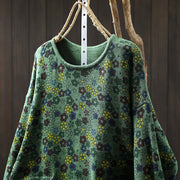 Buddha Stones Knitted Colorful Flowers Pattern Women's Cotton Long Sleeve Sweater With Pockets - image 4