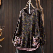 Buddha Stones Knitted Colorful Flowers Pattern Women's Cotton Long Sleeve Sweater With Pockets - Maroon - US4-6，UK/AU8-19，EU36-38(F) - image 18