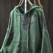 Buddha Stones Women's Knitted Floral Cotton Long Sleeve Hooded Sweater - image 14