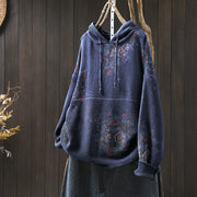 Buddha Stones Women's Knitted Floral Cotton Long Sleeve Hooded Sweater - DarkBlue - US4-6，UK/AU8-19，EU36-38(F) - image 20