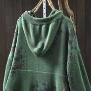 Buddha Stones Women's Knitted Floral Cotton Long Sleeve Hooded Sweater - image 15