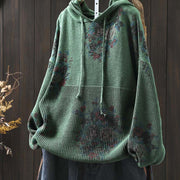 Buddha Stones Women's Knitted Floral Cotton Long Sleeve Hooded Sweater - image 12