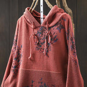 Buddha Stones Women's Knitted Floral Cotton Long Sleeve Hooded Sweater - image 6