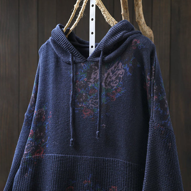 Buddha Stones Women's Knitted Floral Cotton Long Sleeve Hooded Sweater - image 21