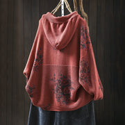 Buddha Stones Women's Knitted Floral Cotton Long Sleeve Hooded Sweater - image 3