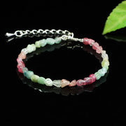 Buddha Stones 4mm Ultra-thin Tourmaline Irregular Beads Positive Chain Bracelet - image 3