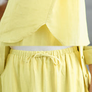 Buddha Stones 2pcs Solid Color Long Sleeve Buttons Shirt 7-8 Length Skirt Cotton Set With Pockets  - image 24