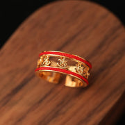Buddha Stones Golden Year Of The Horse Luck Blessing Copper Opening Ring - image 1