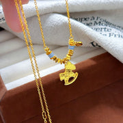 Buddha Stones Golden Year Of The Horse Copper Balance Luck Necklace Pendant - image 4