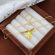 Buddha Stones Golden Year Of The Horse Copper Balance Luck Necklace Pendant - image 1