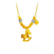 Buddha Stones Golden Year Of The Horse Copper Balance Luck Necklace Pendant - Copper - image 0