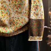 Buddha Stones Women's Knitted Floral Cotton Ribbed Hem Long Sleeve Mock Neck Sweater - image 9