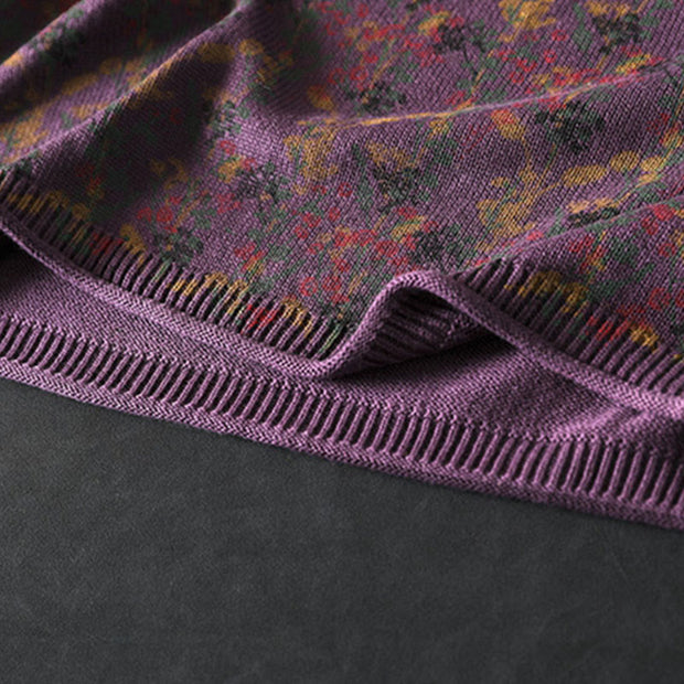 Buddha Stones Knitted Plant Pattern Long Sleeve Mock Neck Women's Cotton Sweater - image 14