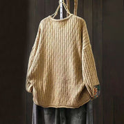 Buddha Stones Winter Patchwork Design Long Sleeve Crew Neck Women's Cotton Sweater - image 2