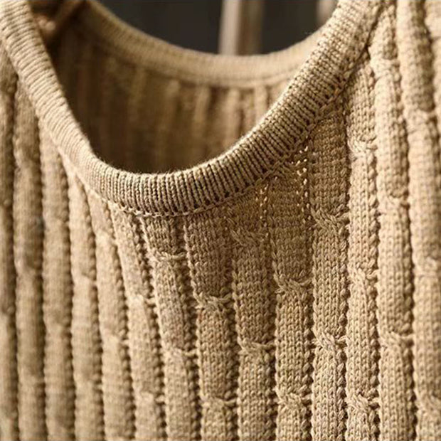 Buddha Stones Winter Patchwork Design Long Sleeve Crew Neck Women's Cotton Sweater - image 4