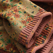 Buddha Stones Fall Printing Floral Long Sleeve Mock Neck Women's Knitted Cotton Sweater - image 6