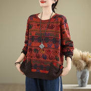 Buddha Stones Fall Elephant Pattern Knitted Cotton Women's Long Sleeve Sweater With Pockets - image 21
