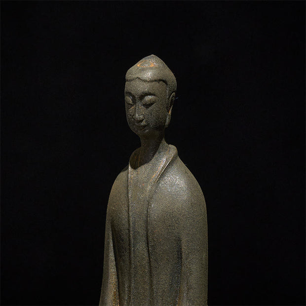 Buddha Stones Handmade Sakyamuni Buddha Iron Powder Rust Cast Resin Statue Home Decoration - image 6