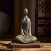 Buddha Stones Handmade Sakyamuni Buddha Iron Powder Rust Cast Resin Statue Home Decoration - image 9