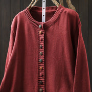 Buddha Stones Plain Knitted Colorful Buttons Design Cotton Women's Long Sleeve Cardigan Sweater - image 15