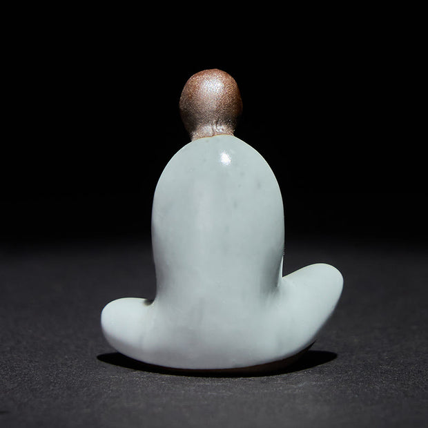Buddha Stones Small Formless Buddha Meditating Ceramic Statue Zen Home Decoration 4*2.5*5cm - image 2