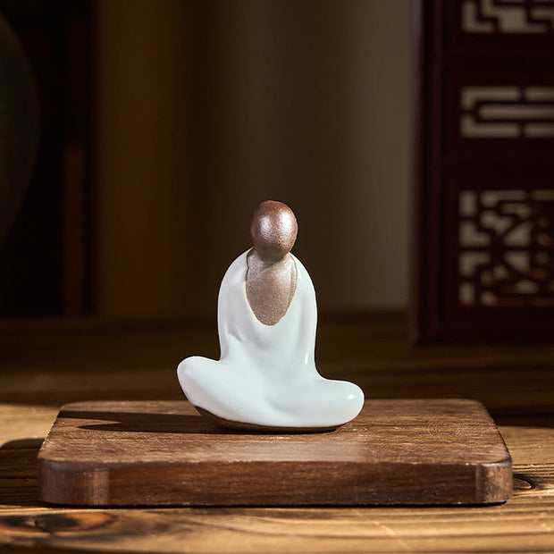 Buddha Stones Small Formless Buddha Meditating Ceramic Statue Zen Home Decoration 4*2.5*5cm - image 3