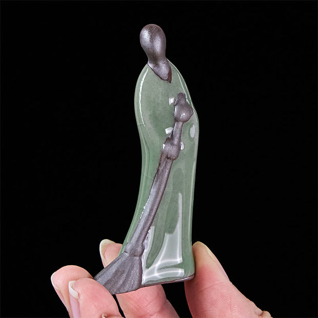 Buddha Stones Small Formless Buddha Sweeping Monk Ceramic Statue Home Decoration 3.5*1.5*7cm - image 6
