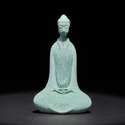 Buddha Stones Meditation Buddha Statue Sandstone Home Figure Desk Decoration 6*4.5*9.5cm - Buddha 6*4.5*9.5cm - image 0