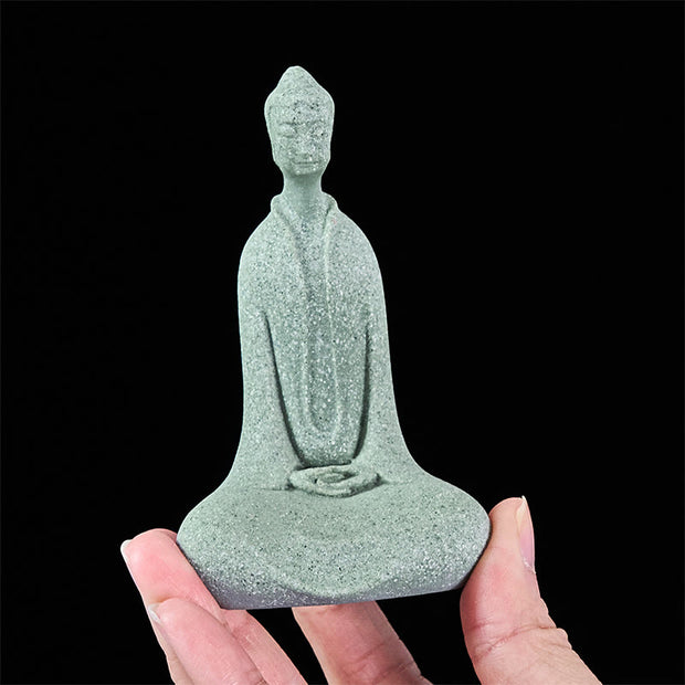 Buddha Stones Meditation Buddha Statue Sandstone Home Figure Desk Decoration 6*4.5*9.5cm - image 6