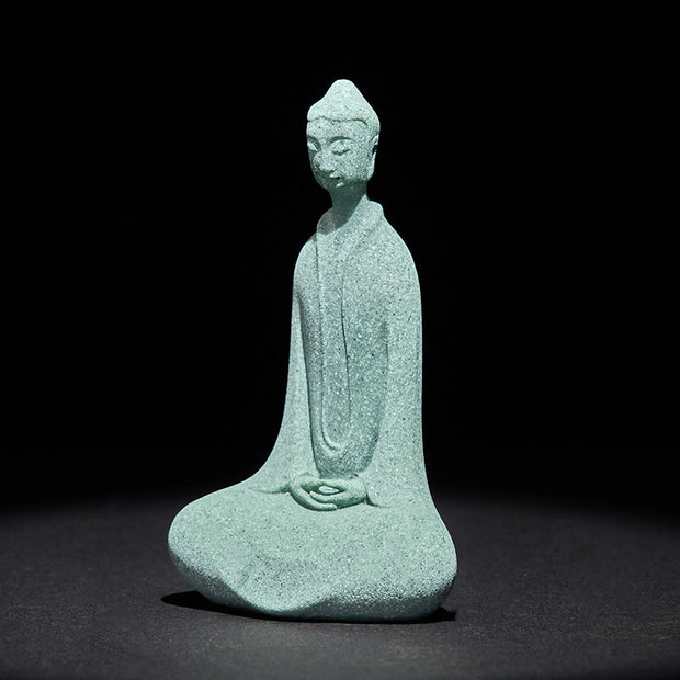 Buddha Stones Meditation Buddha Statue Sandstone Home Figure Desk Decoration 6*4.5*9.5cm - image 3