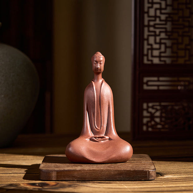 Buddha Stones Formless Buddha Purple Clay Serenity Home Desk Decoration 5.7*9.6 cm - image 1