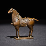 Buddha Stones Ancient Brown Year of the Horse Alloy Home Decoration 5.8*4.7 cm - Horse 5.8*4.7 cm - image 0