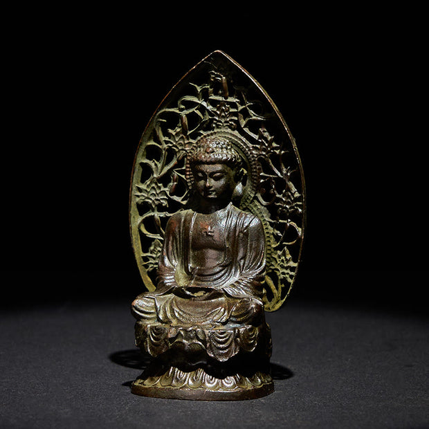 Buddha Stones Tathagata Buddha Alloy Statue Zen Home Decoration 9*4.5 cm - image 3