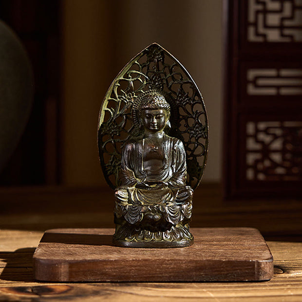 Buddha Stones Tathagata Buddha Alloy Statue Zen Home Decoration 9*4.5 cm - image 1