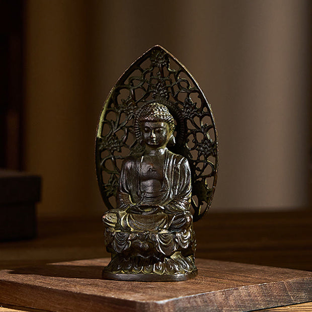Buddha Stones Tathagata Buddha Alloy Statue Zen Home Decoration 9*4.5 cm - image 2