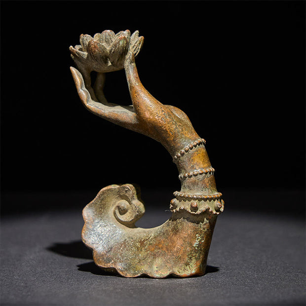 Buddha Stones Classic Buddha's Hand Lotus Alloy Home Decoration 4.7*2.9*8.4 cm - 4.7*2.9*8.4 cm - image 0
