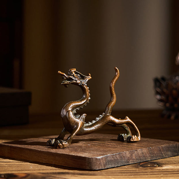 Buddha Stones Mini Dragon Alloy Luck Protection Home Decoration 7.6*2.5*5.4 cm - image 4