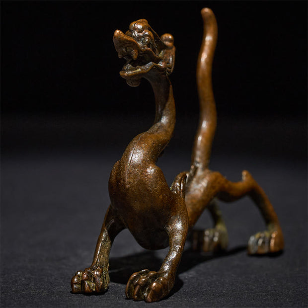 Buddha Stones Mini Dragon Alloy Luck Protection Home Decoration 7.6*2.5*5.4 cm - image 6