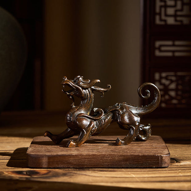 Buddha Stones FengShui Small PiXiu Alloy Wealth Luck Decoration 9.2*2.4*5.2 cm - image 3