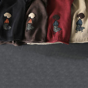 Buddha Stones Patchwork Figure Pattern Buttons Cotton Women's Long Sleeve Cardigan Sweater - image 21