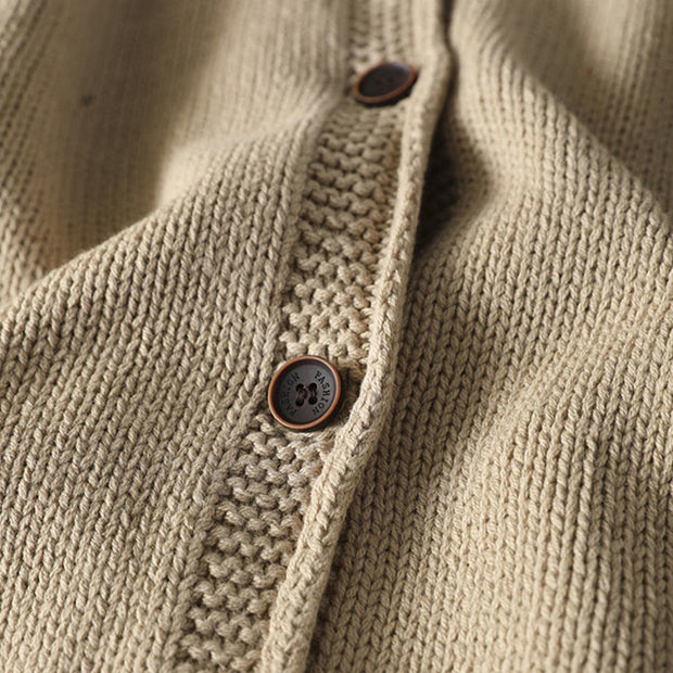 Buddha Stones Patchwork Figure Pattern Buttons Cotton Women's Long Sleeve Cardigan Sweater - image 8