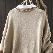 Buddha Stones Patchwork Figure Pattern Buttons Cotton Women's Long Sleeve Cardigan Sweater - image 3