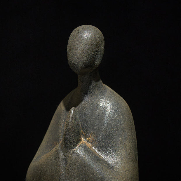 Buddha Stones Handmade Formless Buddha Iron Powder Rust Cast Resin Statue Decoration 11.5*9*6.5 cm - image 5