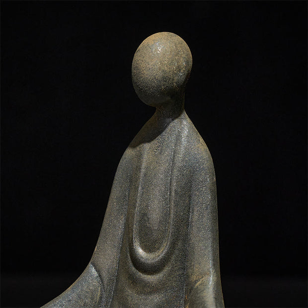 Buddha Stones Handmade Sitting Formless Buddha Iron Powder Rust Cast Resin Statue Decoration - image 7