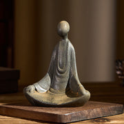 Buddha Stones Handmade Sitting Formless Buddha Iron Powder Rust Cast Resin Statue Decoration - image 2