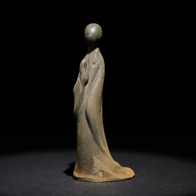 Buddha Stones Handmade Standing Formless Buddha Iron Powder Rust Cast Resin Statue Decoration - Buddha 11*4*5 cm - image 0