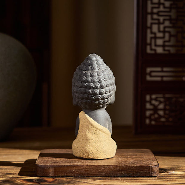 Buddha Stones Tathagata Buddha Symbol Design Purple Clay Serenity Desk Decoration - image 5