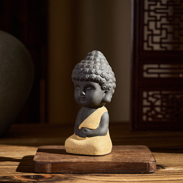 Buddha Stones Tathagata Buddha Symbol Design Purple Clay Serenity Desk Decoration - image 4