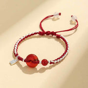 Buddha Stones Green Aventurine Agate Peace Buckle Luck Bracelet - Peace Buckle Red Agate & Red String(Wrist Circumference: 14-18cm) - image 8