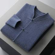 Buddha Stones Winter Solid Color Chinese Frog-Button Men's Wool Long Sleeve Sweater - image 1